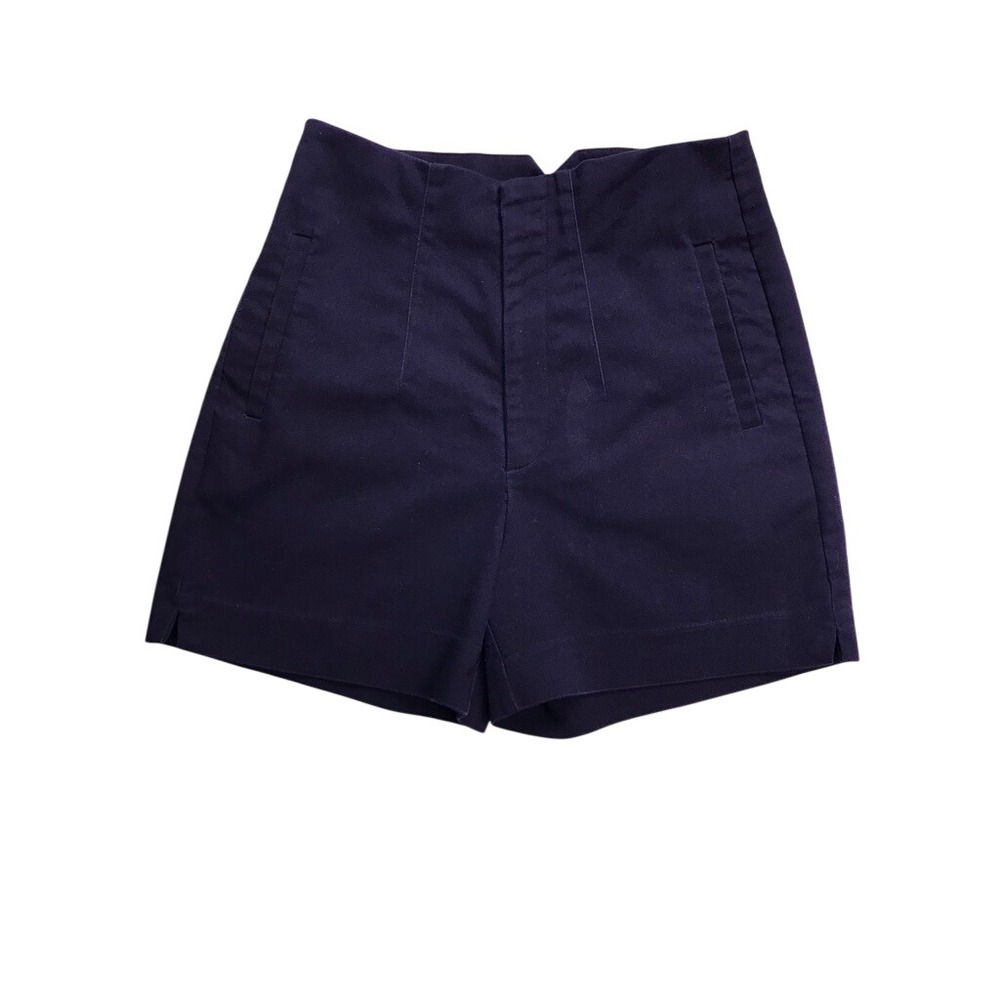 Stradivarius High Waisted Shorts Women 6 Black Cotton Blend V-Cut Waist Chino